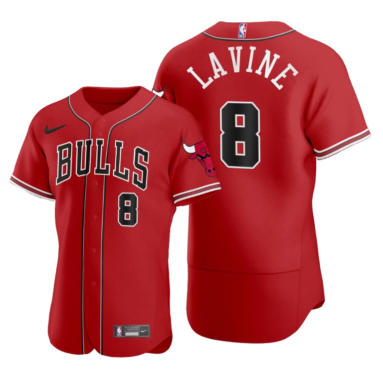 Men's Chicago Bulls #8 Zach LaVine 2020 Red NBA X MLB Crossover Edition Stitched Jersey